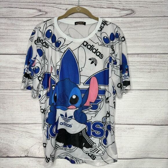 D&K Fashion Girl adidas Disney Stitch Mesh shirt no‎ tags women’s size L - Picture 1 of 6